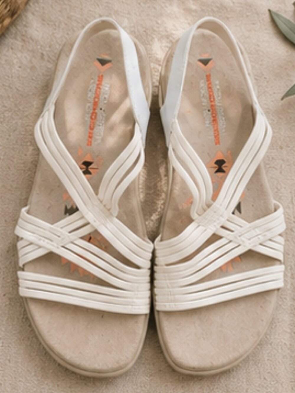 Skechers Memory Foam Strappy Women’s Size 11 White Comfort Slingback Sandals